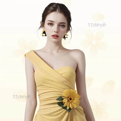 TTDeye Yellow Floral Rhinestone Decor