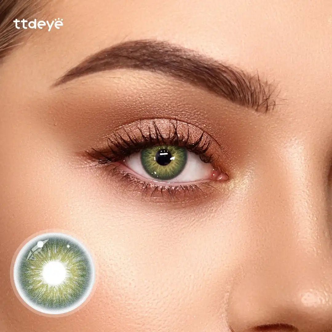 TTDeye Lightweave Green Colored Contacts | Olive Green Natural Lenses, 1 Year