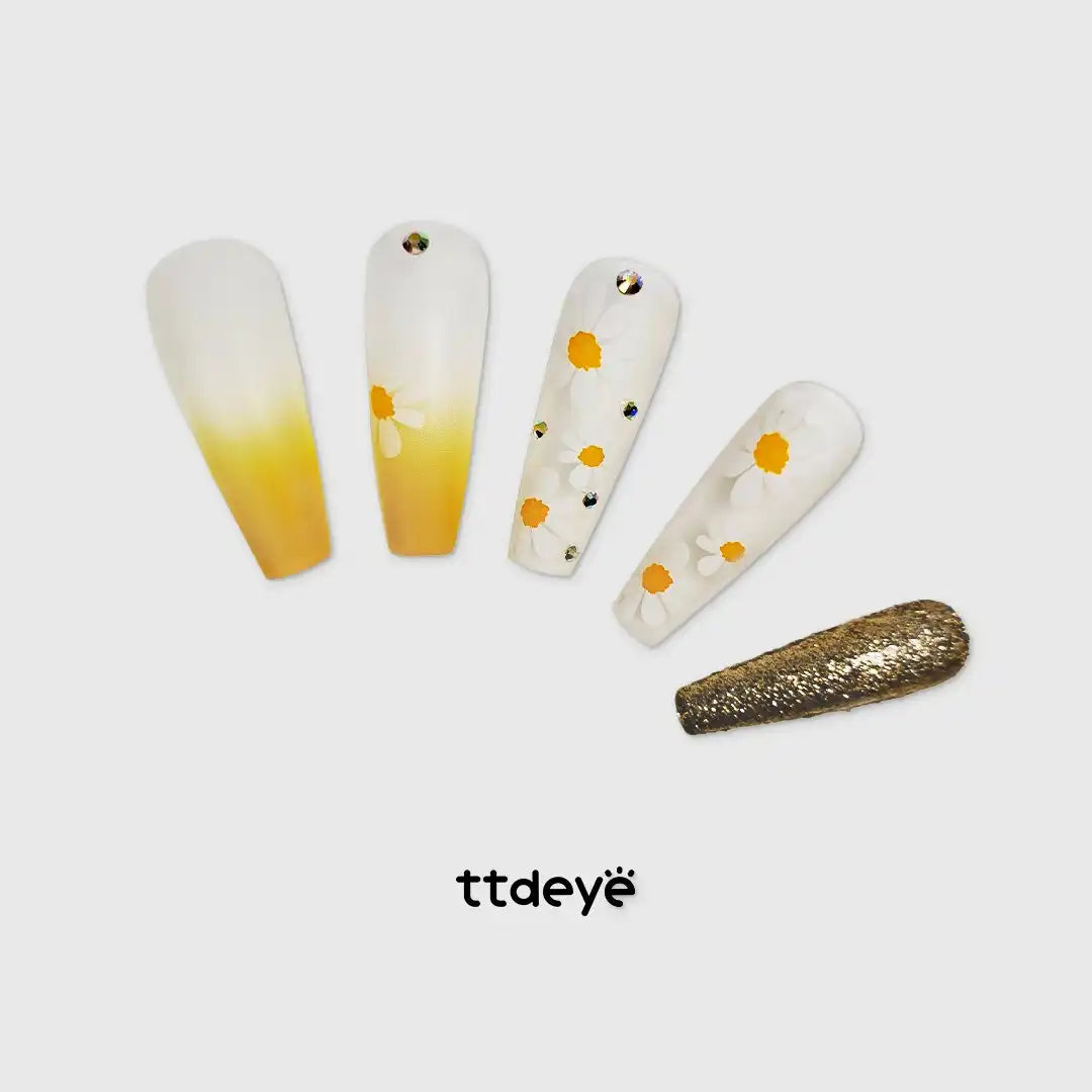 TTDeye Yellow Floral Rhinestone Decor